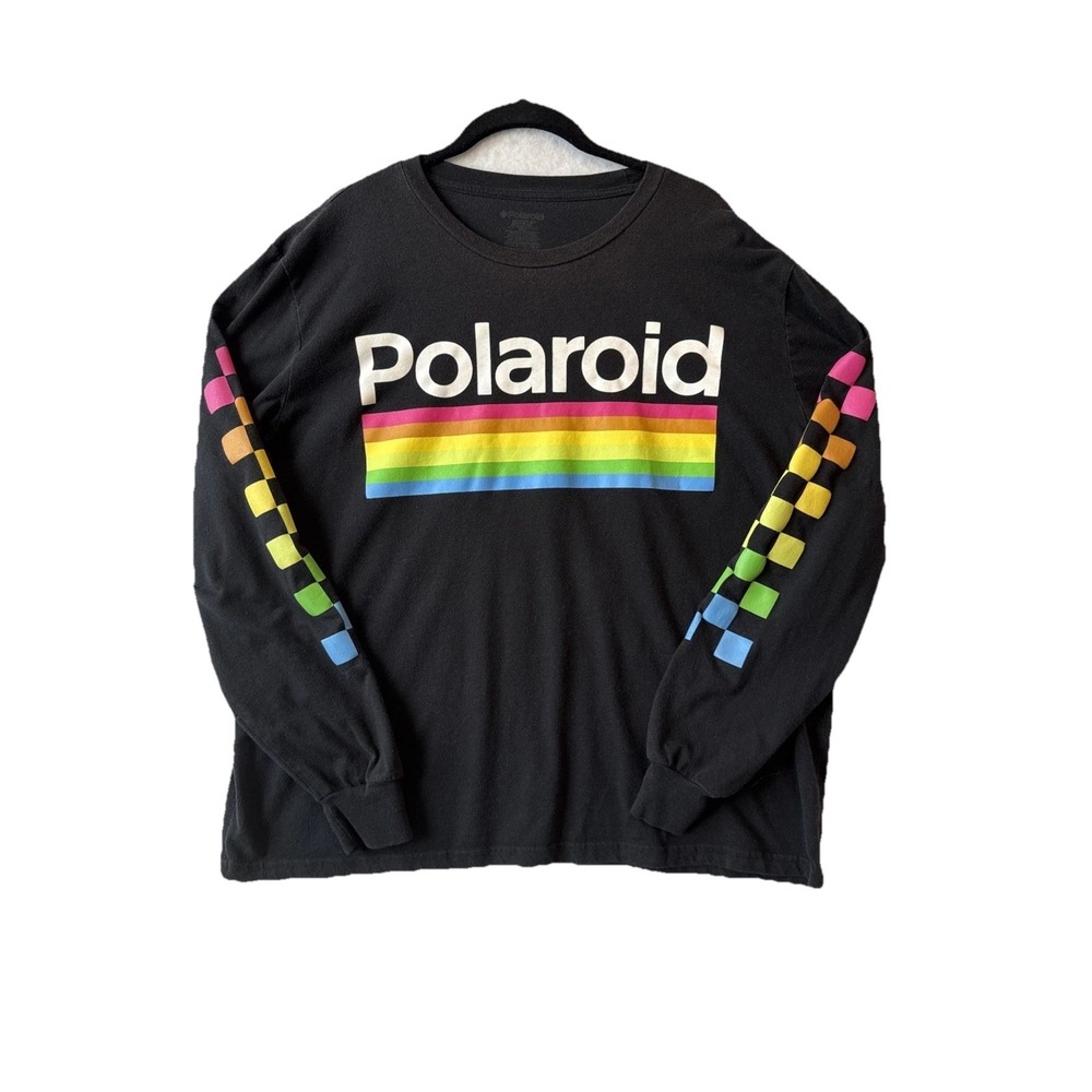 Polaroid Rainbow Logo Long Sleeve Graphic TShirt XL Y2K Retro Photography Skater